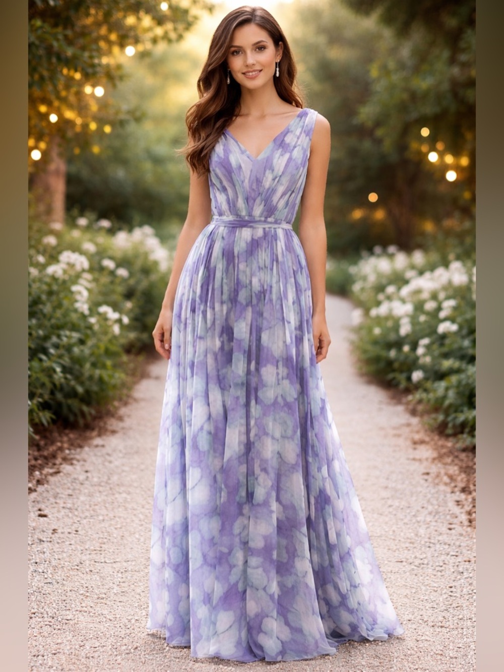VERA WANG DRESS v-neck gathered empire blue maxi dress size 4